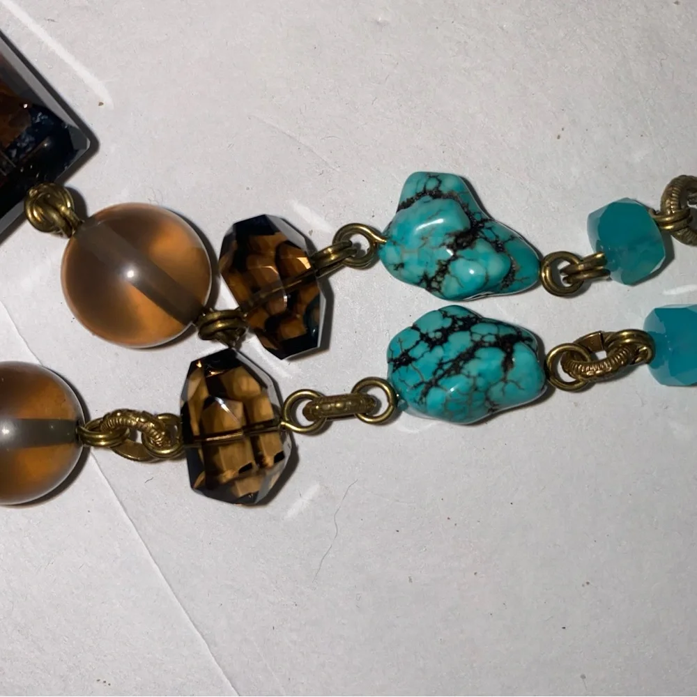 Stephen Dweck Turquoise Citrine Bronze Neiman Marcus Designer Necklace
